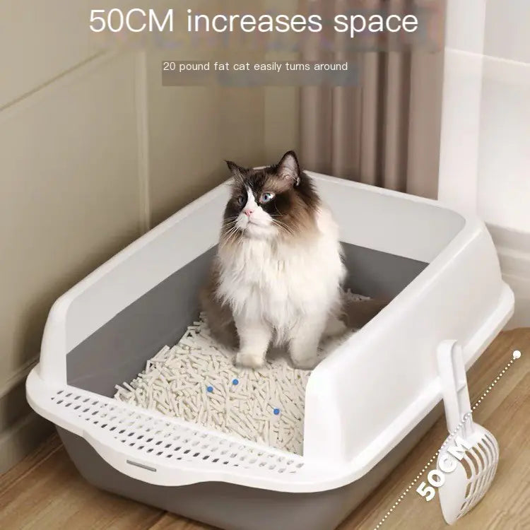 Large Semi-Enclosed Cat Litter Box with Removable Parts - In Paw Store