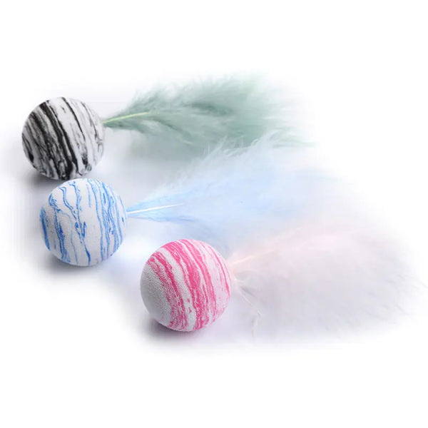 Interactive EVA Starry Sky Cat Toy Ball with Feathers - In Paw Store