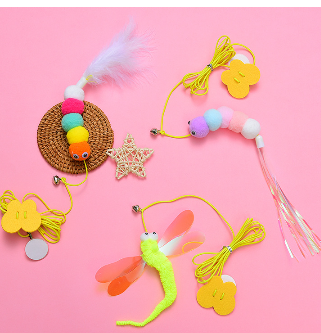 Telescopic Cat Teaser Stick with Bell Toy (One Set)