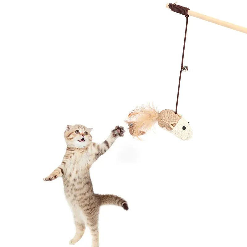 Interactive Sisal Cat Teaser Wand - In Paw Store