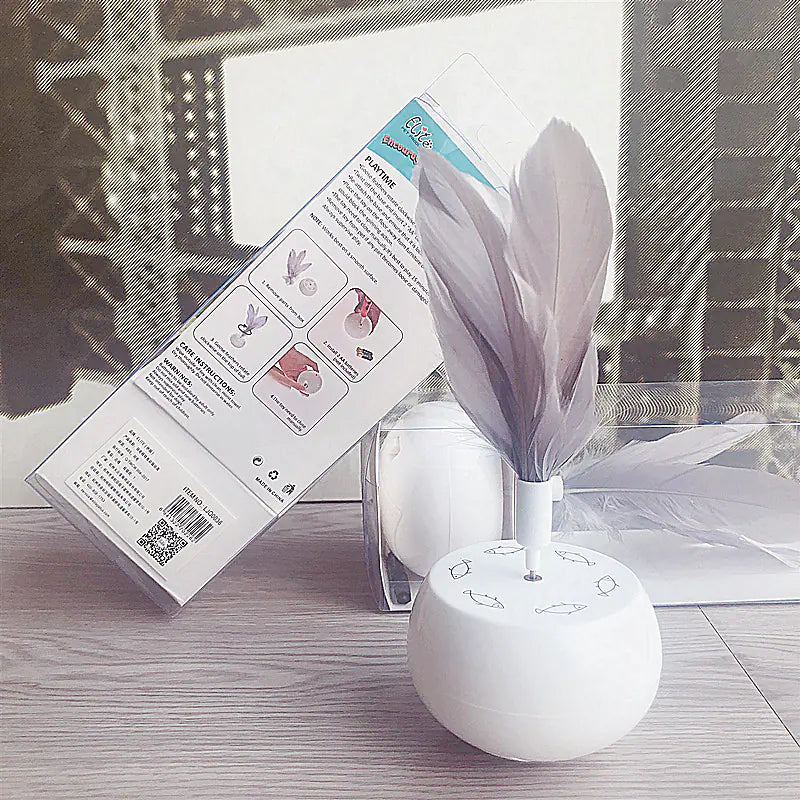 Electric Cat Toy with Feather Rotating Teaser