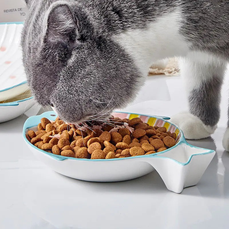 Fish-Shaped Ceramic Cat Food - In Paw Store