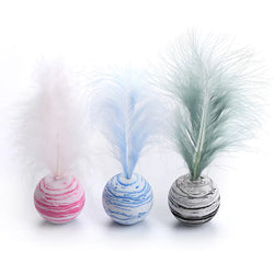 Interactive EVA Starry Sky Cat Toy Ball with Feathers - In Paw Store