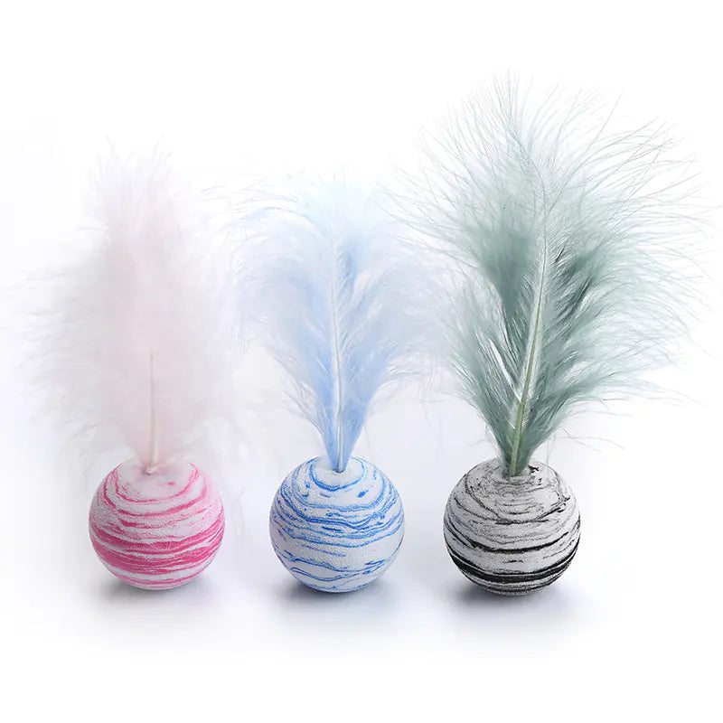Interactive EVA Starry Sky Cat Toy Ball with Feathers - In Paw Store