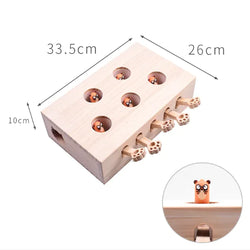 Wooden Cat Whack-a-Mouse Puzzle Toy