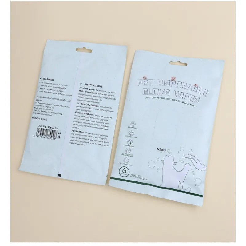 Pet Disposable Cleaning Wet Tissue Gloves