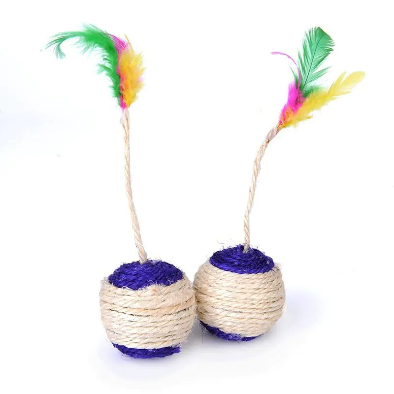 Interactive Color Feather Ball Toy for Cats - In Paw Store