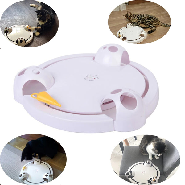 Electric Cat Toy with Castle Mouse Spinning Wheel