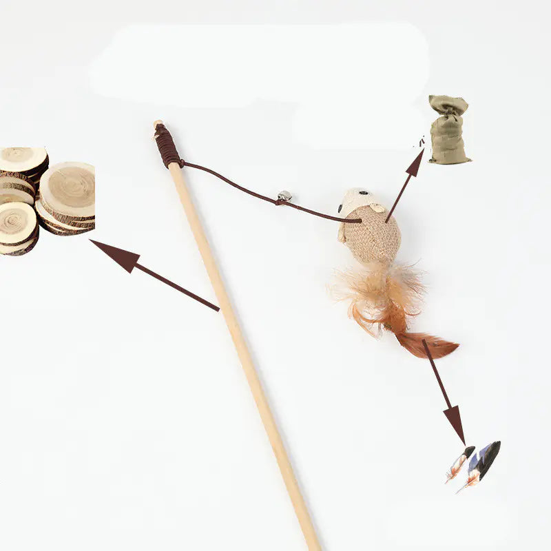 Interactive Sisal Cat Teaser Wand - In Paw Store