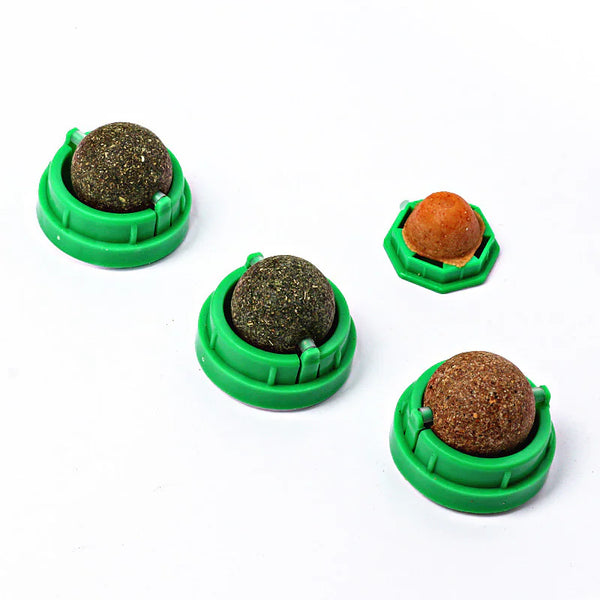 Edible Catnip & Silvervine Ball Toy Set (4 Pcs)