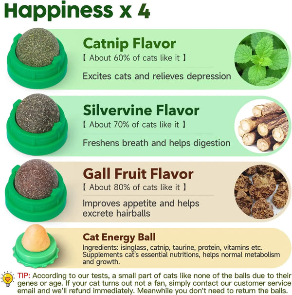 Edible Catnip & Silvervine Ball Toy Set (4 Pcs)