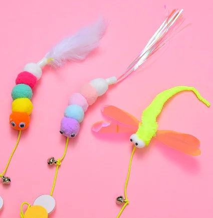 Telescopic Cat Teaser Stick with Bell Toy (One Set)