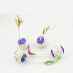 Interactive Color Feather Ball Toy for Cats - In Paw Store