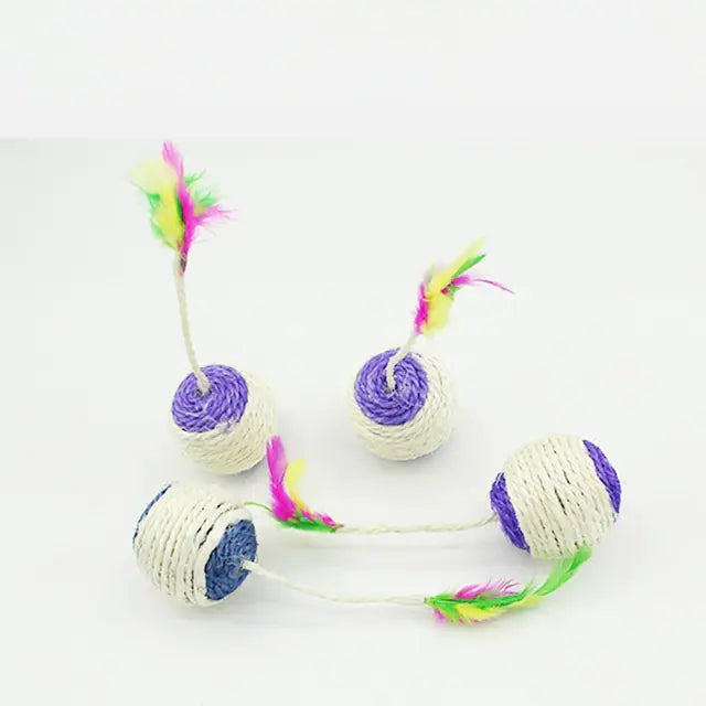 Interactive Color Feather Ball Toy for Cats - In Paw Store