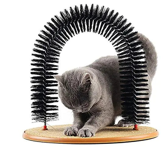 Cat Toy Arch with Grooming Brush and Scratching Pad - In Paw Store