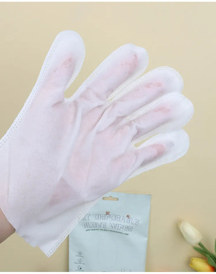 Pet Disposable Cleaning Wet Tissue Gloves