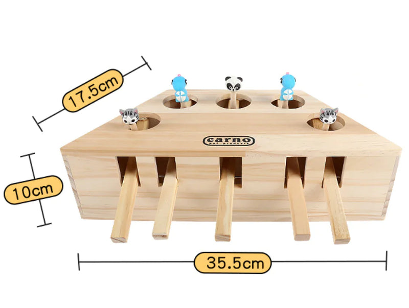 Interactive Wooden Cat Toy with Whack-a-Mole Design - In Paw Store