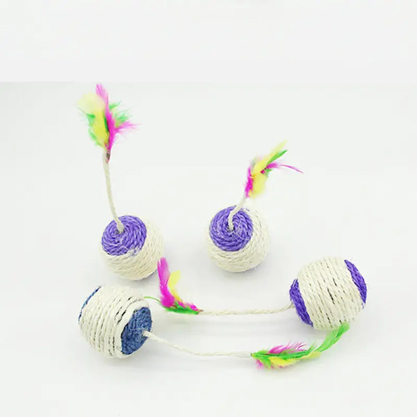 Interactive Color Feather Ball Toy for Cats - In Paw Store