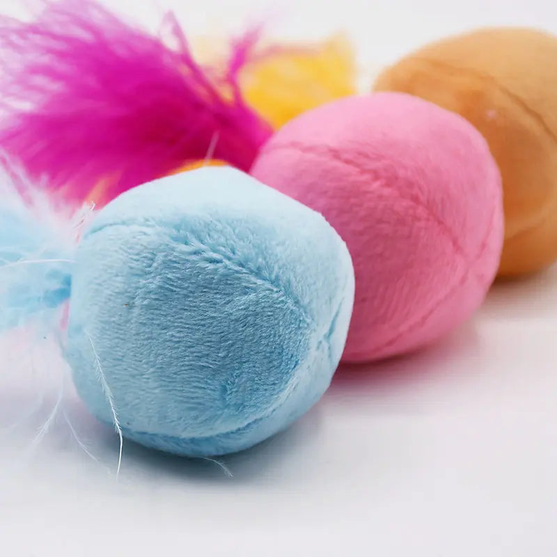 Sounding Catnip Ball Toy with Bell and Feather
