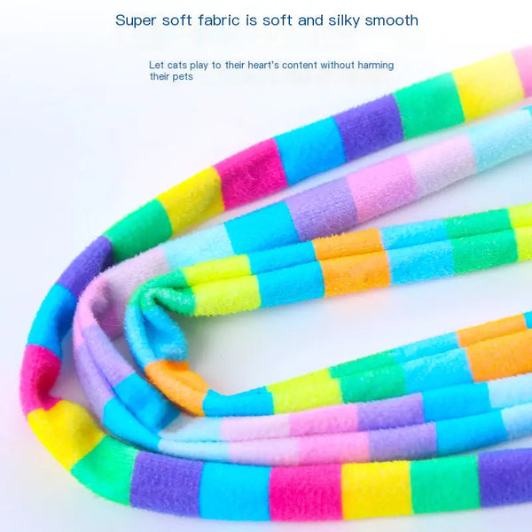 Interactive Cat Toy with Rainbow Stripes and Bell - In Paw Store